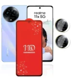11D Tempered Glass + 9H Lens for Realme 11x 5G (Pack of 2) | Reddmart