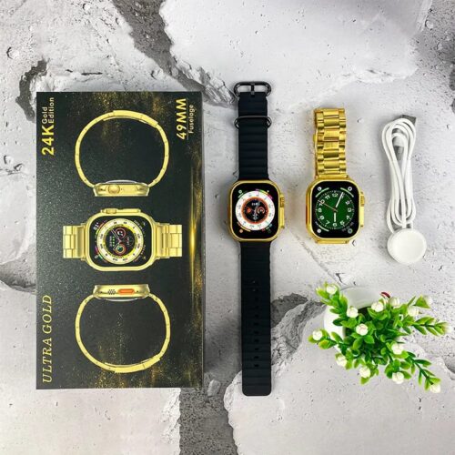 G9 Ultra Pro Smartwatch Gold Edition with IP68, Compass & 3 Straps | Reddmart